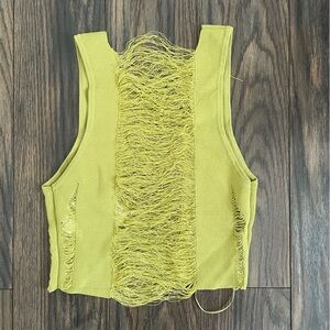 Bershka green top with string cut out size S